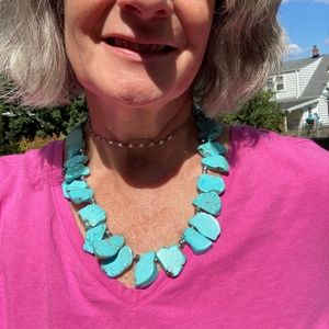 Gorgeous 21" turquoise necklace w/silver 925 lobster-claw clasp